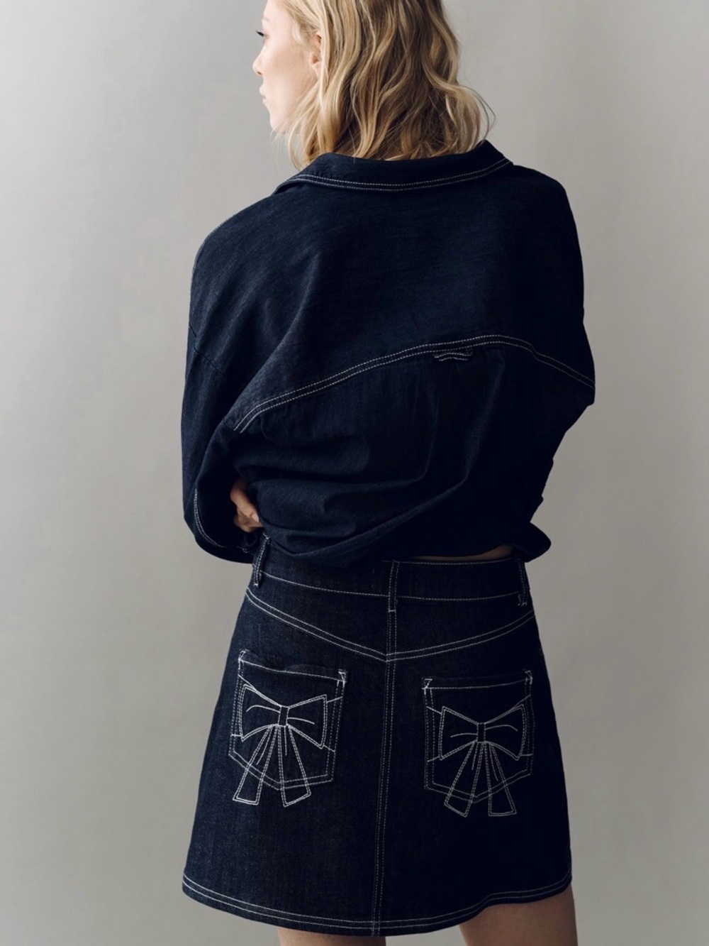 NWT Anthropologie Pilcro Denim Bow Mini Skirt
